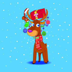 reindeer with christmas accessories