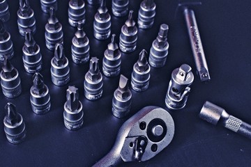 ratchet combination wrench on a black background