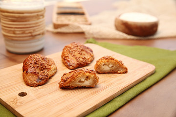 Pastry on the wooden table