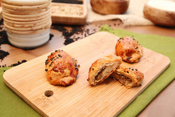 Pastry on the wooden table