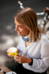 Beautiful woman drinking coffee 