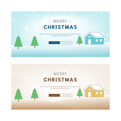 Christmas greeting cards  template with tree and home.