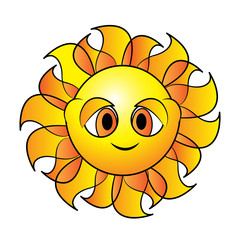 Smiley faced sun icon vector