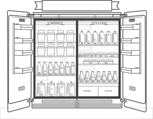 Refrigerator supply charts concept illustration