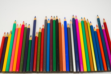 Color pencils isolated on white background.Close up.