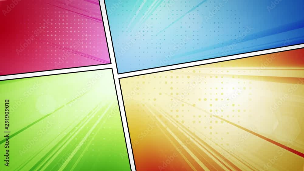 Poster comic book action background with speed fx/ 4k animation of a comics like page background with halft