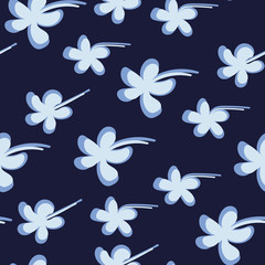 Obraz premium A seamless vector pattern with botanial shapes on a dark navy blue background. Surface print design.