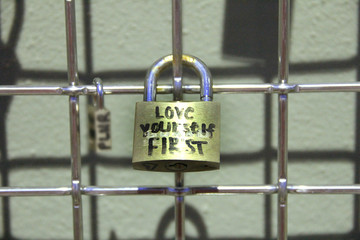 padlock on the fence in Penn's landing Philadelphia