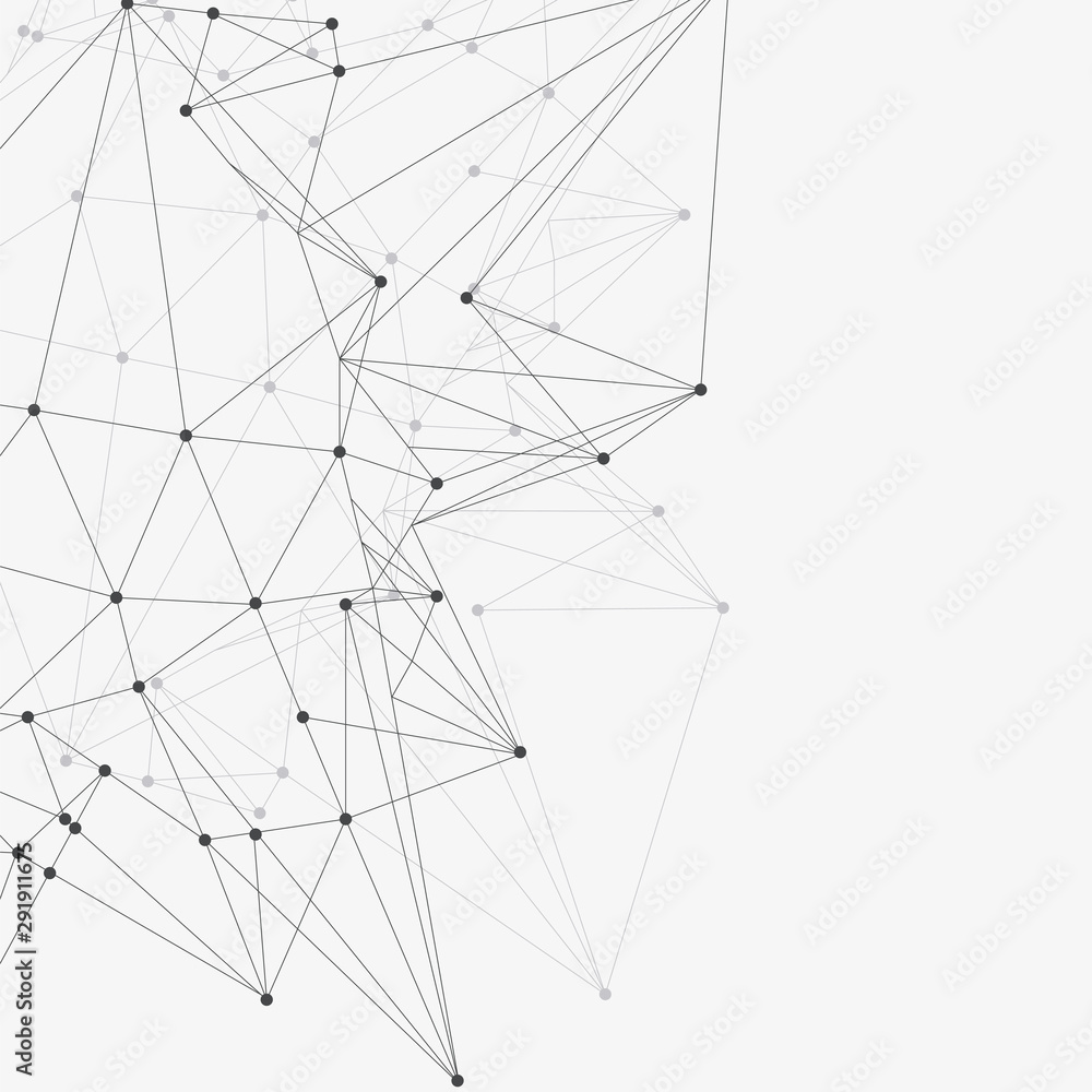 Aufkleber abstract triangles space low poly. white background with connecting dots and lines. light connection