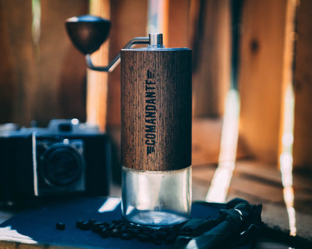 Coffee griner and old camera