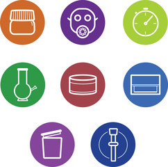 Simple pot shop smoking icons set