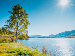 View of the lake Kroderen, Krøderen, Norwegia