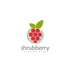 fresh logo shurbbery, with nest as shrubery and fruit berry vector