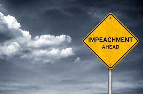 Impeachment just ahead - road sign information