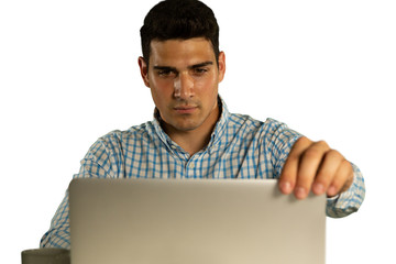 Young businessman using a laptop