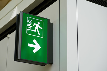 Fire Exit Sign Lightbox in the airport