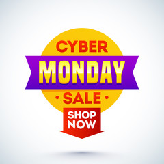 Fototapeta na wymiar Cyber Monday Sale tag, label or ribbon for Advertising concept.
