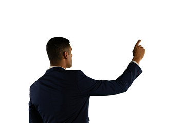 Businessman using interactive touchscreen