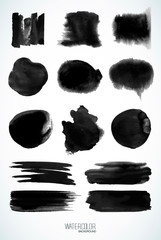 Set of watercolor elements, isolated on white, for trendy design. Vector Illustration - 291919043