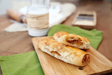 patty with milk and jam