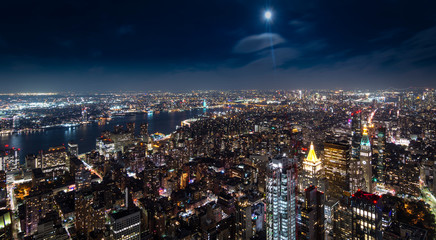 Aerial view of manhattan new york at night 