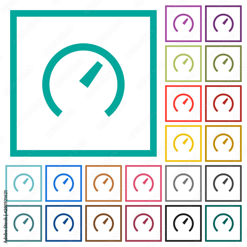 Poster speedometer flat color icons with quadrant frames