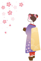 桜の花と舞妓さん