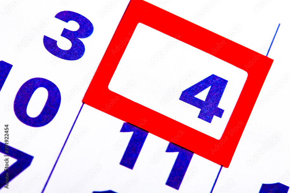 Poster the calendar. number with a red square. organizer