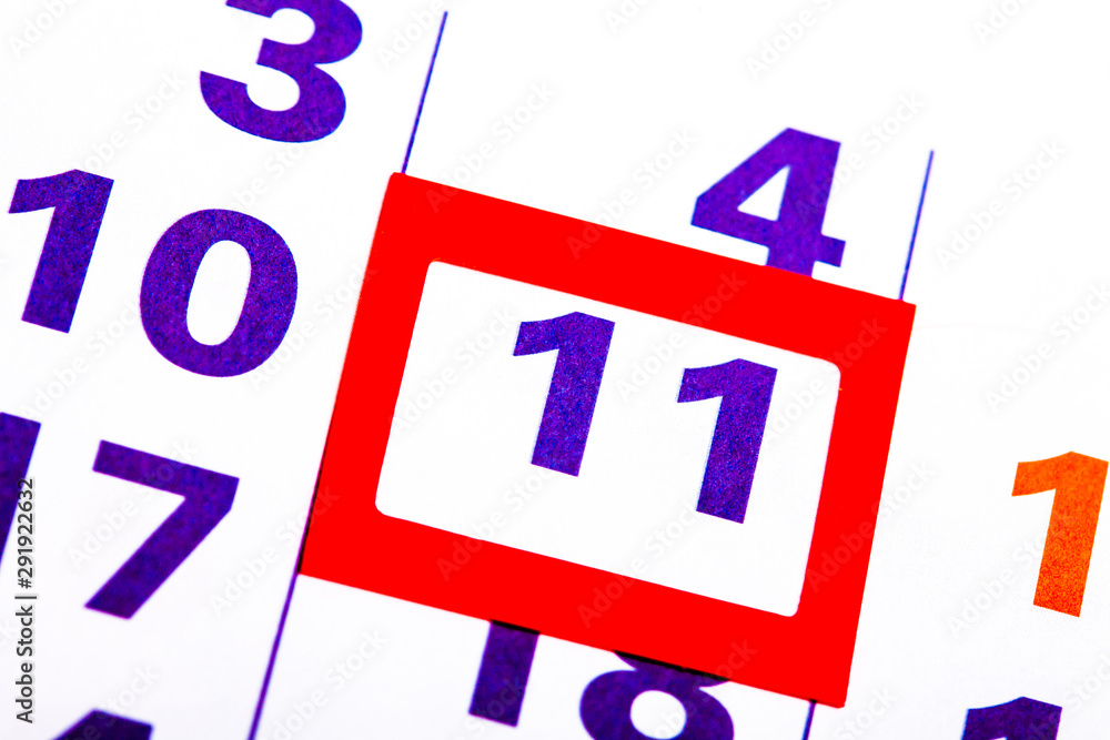 Poster the calendar. number with a red square. organizer