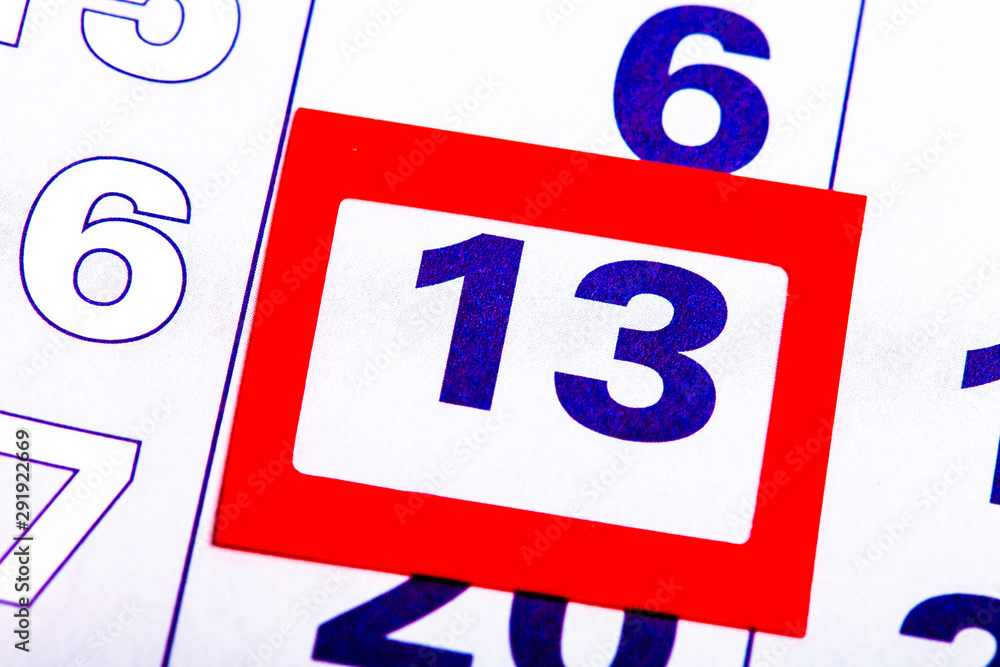 Poster the calendar. number with a red square. organizer