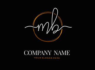 M B MB Initial handwriting logo design with circle. Beautyful design handwritten logo for fashion, team, wedding, luxury logo.