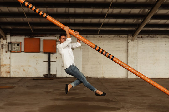 Male dancer in an empty warehouse