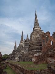Fototapeta premium ancient pagoda in ayutthaya thailand,Ancient palaces. Wat Phra Sri Sanphet. Three pagoda,ayutthaya Thailand.