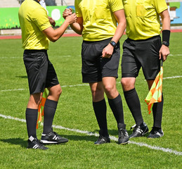 Fototapeta premium Soccer referees before the match
