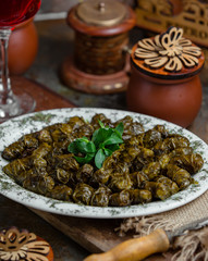 Azeri national grape leaf dolma