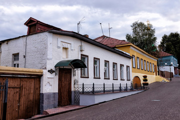 Fototapeta na wymiar 19th century residential building facades. Translate: Georgievskaya street.