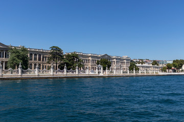 View from Bosporus to Dolmabahce Palace city of Istanbul