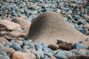 Bretonic Coast and Beach with Granite Rocks at the Cote de Granit Rose - Pink Granite Coast
