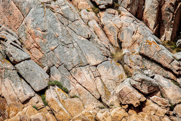 Bretonic Coast and Beach with Granite Rocks at the Cote de Granit Rose - Pink Granite Coast