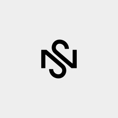 Letter S N SN NS Logo Design Simple Vector