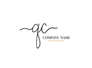 Q C QC Initial handwriting logo design with circle. Beautyful design handwritten logo for fashion, team, wedding, luxury logo.