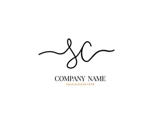 S C SC Initial handwriting logo design with circle. Beautyful design handwritten logo for fashion, team, wedding, luxury logo.