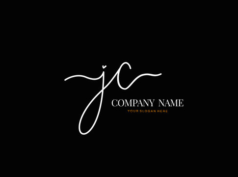 J C JC Initial handwriting logo design with circle. Beautyful design handwritten logo for fashion, team, wedding, luxury logo.