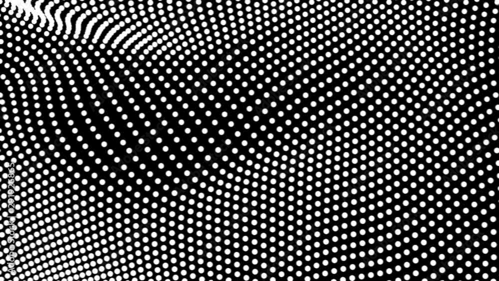 Poster white evolving 3d surface of white dots on a black background loop