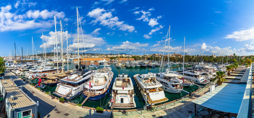 PALMA DE MALLORCA, SPAIN - 27-09, 2019:  Palma the world’s busiest cruise ports, summer destination in palma de Mallorca Spain. © czamfir
