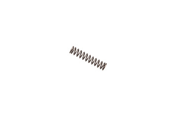 Metal spring isolate on a white background. A spring is a detail of a mechanism. Close up of a spring coil on white background.