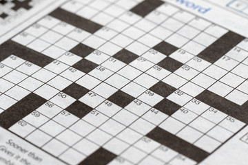 The blank crossword closeup