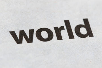 Word world on paper background