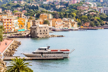 Fototapeta na wymiar view of Port of Rapallo, Italy 