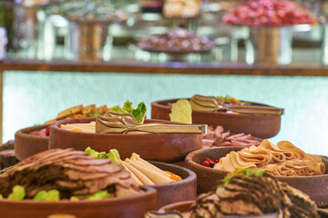 buffet meals in a hotel